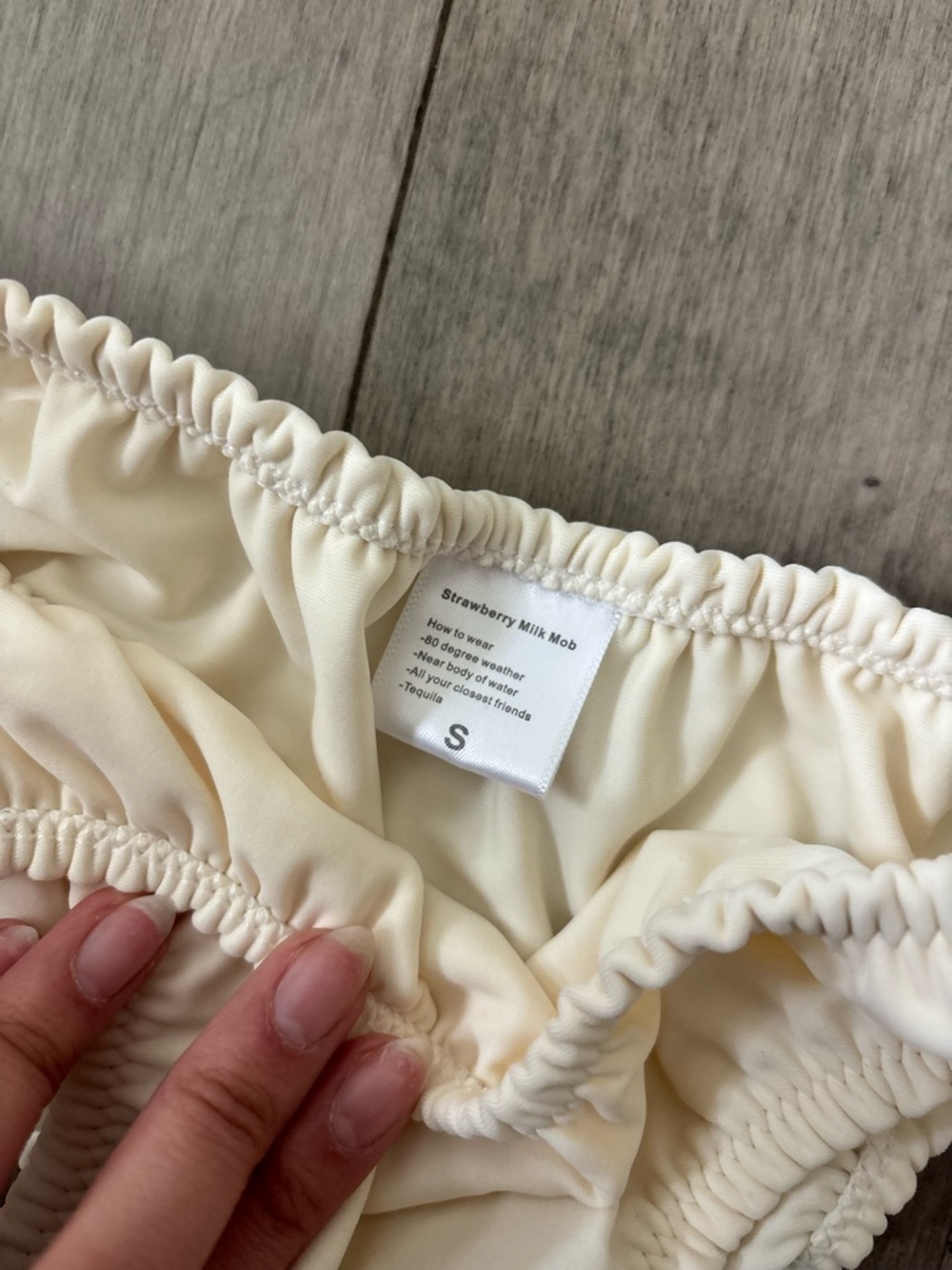 Strawberry Milk Mob Cream Ruched Swim Bottoms - Picture 2 of 4